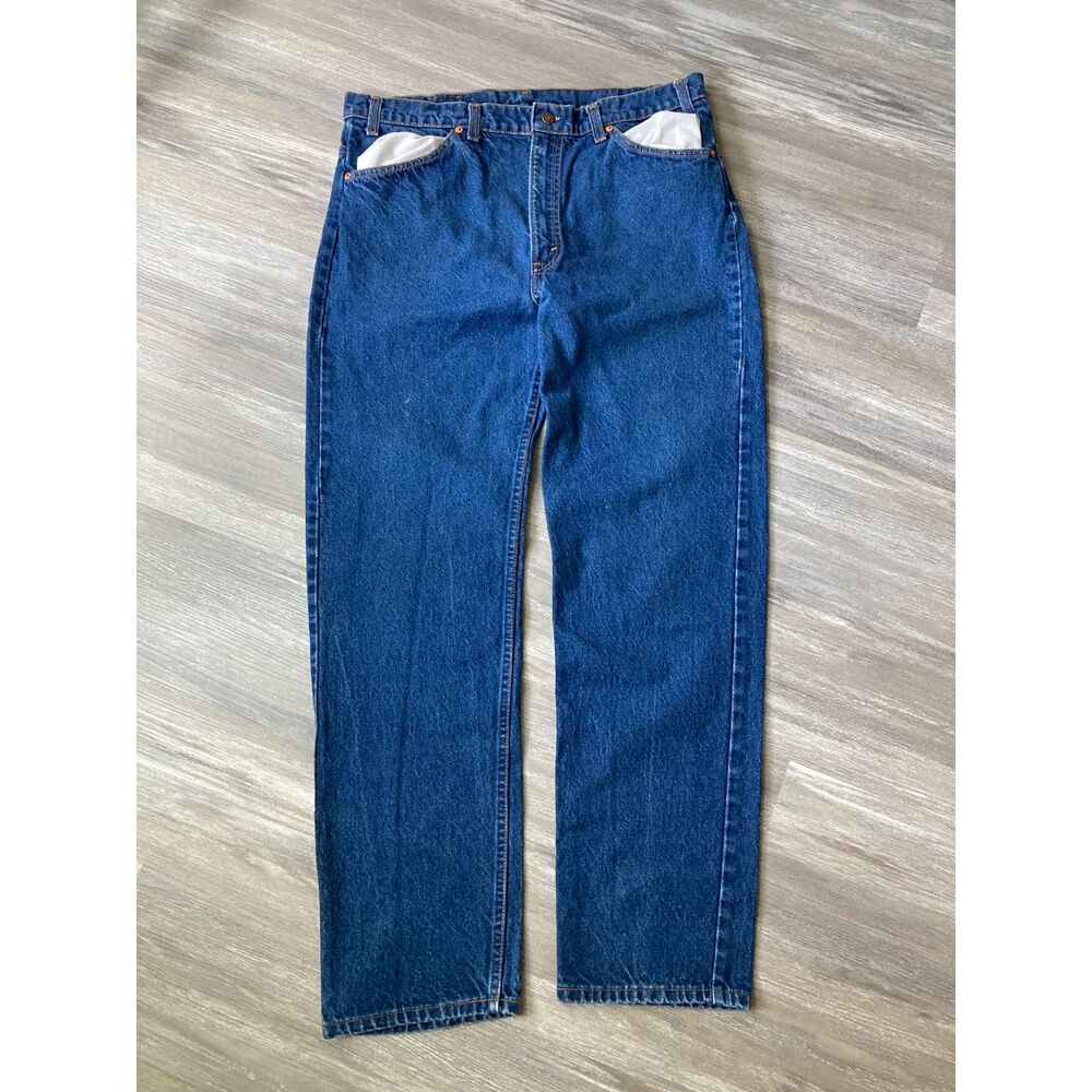 Orange Tab Vintage USA Made Levi's 505 36x31.5 Beautiful Dark Indigo Blue Jeans